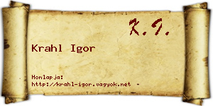 Krahl Igor névjegykártya